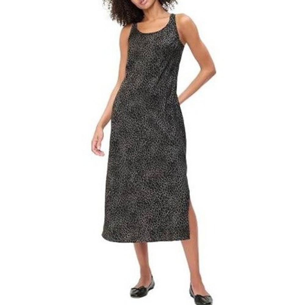 Gap Black Leopard Printed Sleeveless Midi Slip‎ Dress Size S Contemporary Chic
